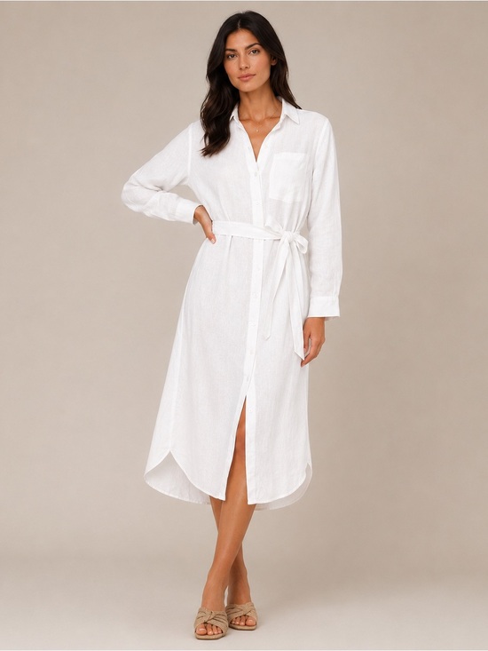Abercrombie & Fitch Dresses & Skirts - NWT Abercrombie & Fitch White Linen Blend Midi Shirt Dress Size M